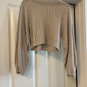 Zara Beige Cropped Sweater Size L